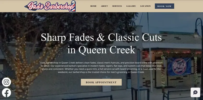 Dads Barbershop Website Screenshot