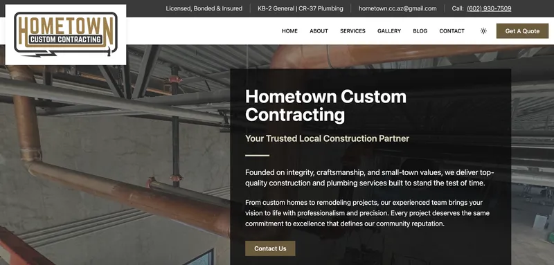 Hometown Custom Contracting Website Screenshot